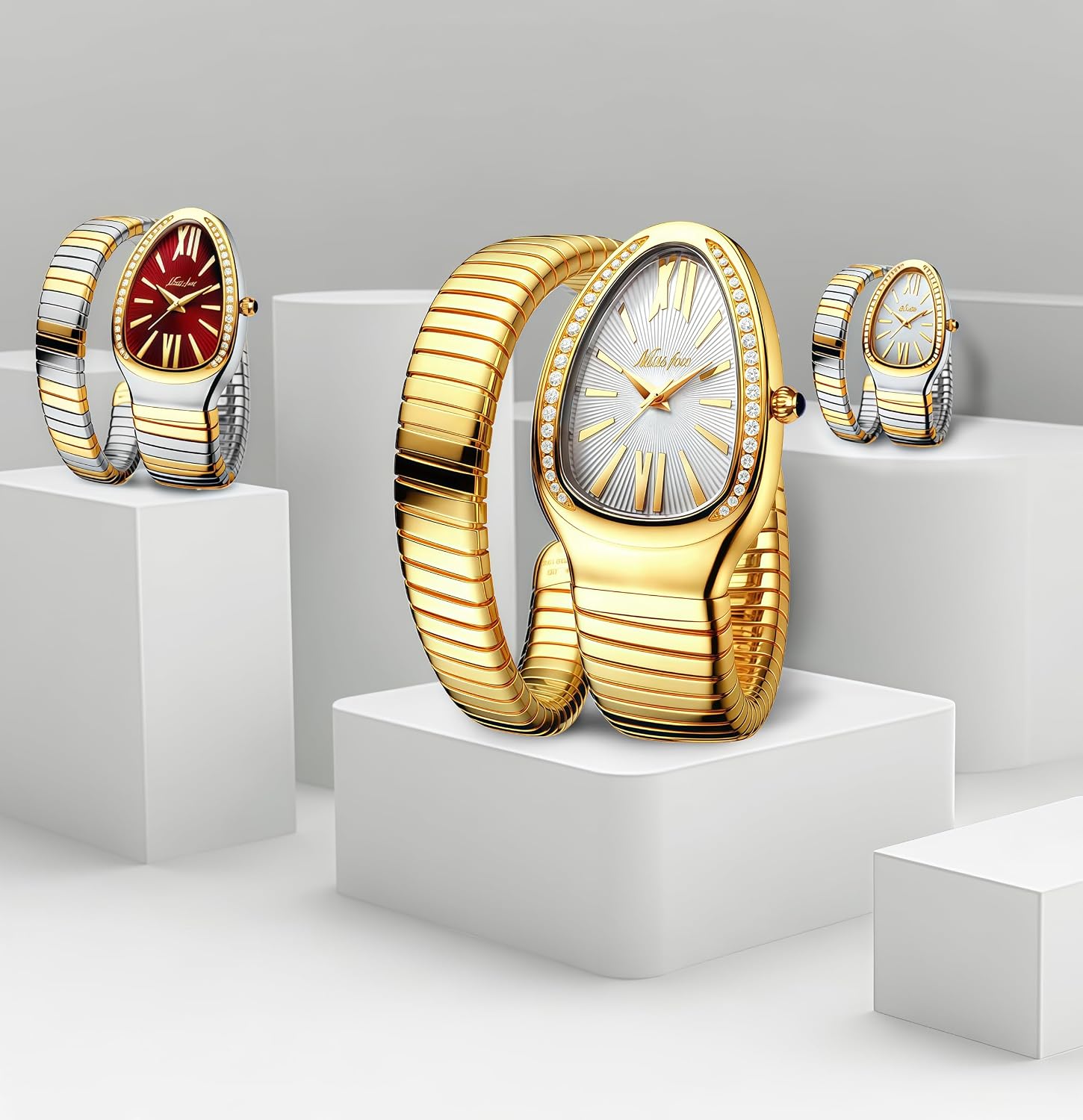 Snake Face Watch for Women 5.9-7.1in Snake Shape Face Women Watches Ladies Watches Waterproof Steel Dainty Dress