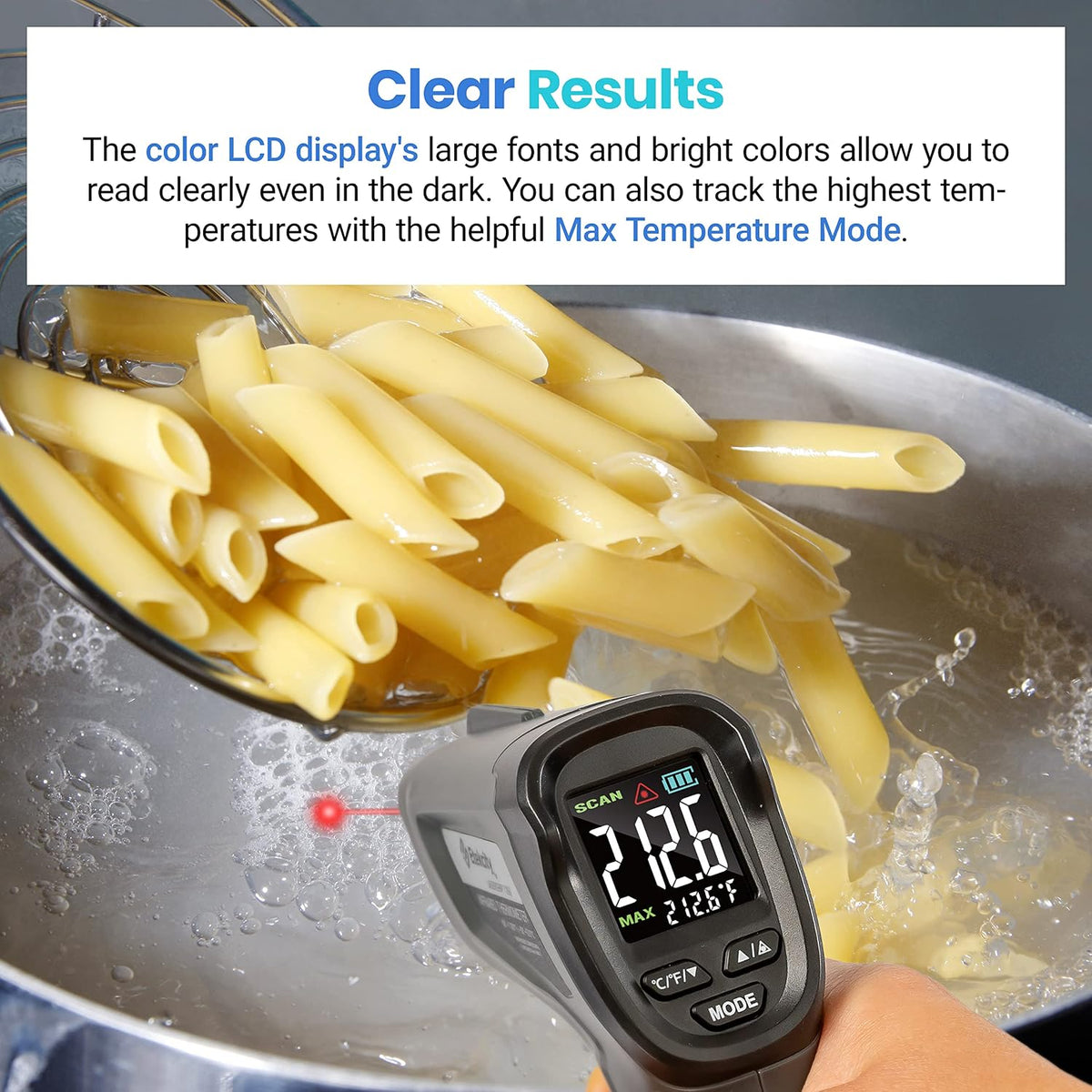 Infrared Thermometer Laser Temperature Gun, Color Display