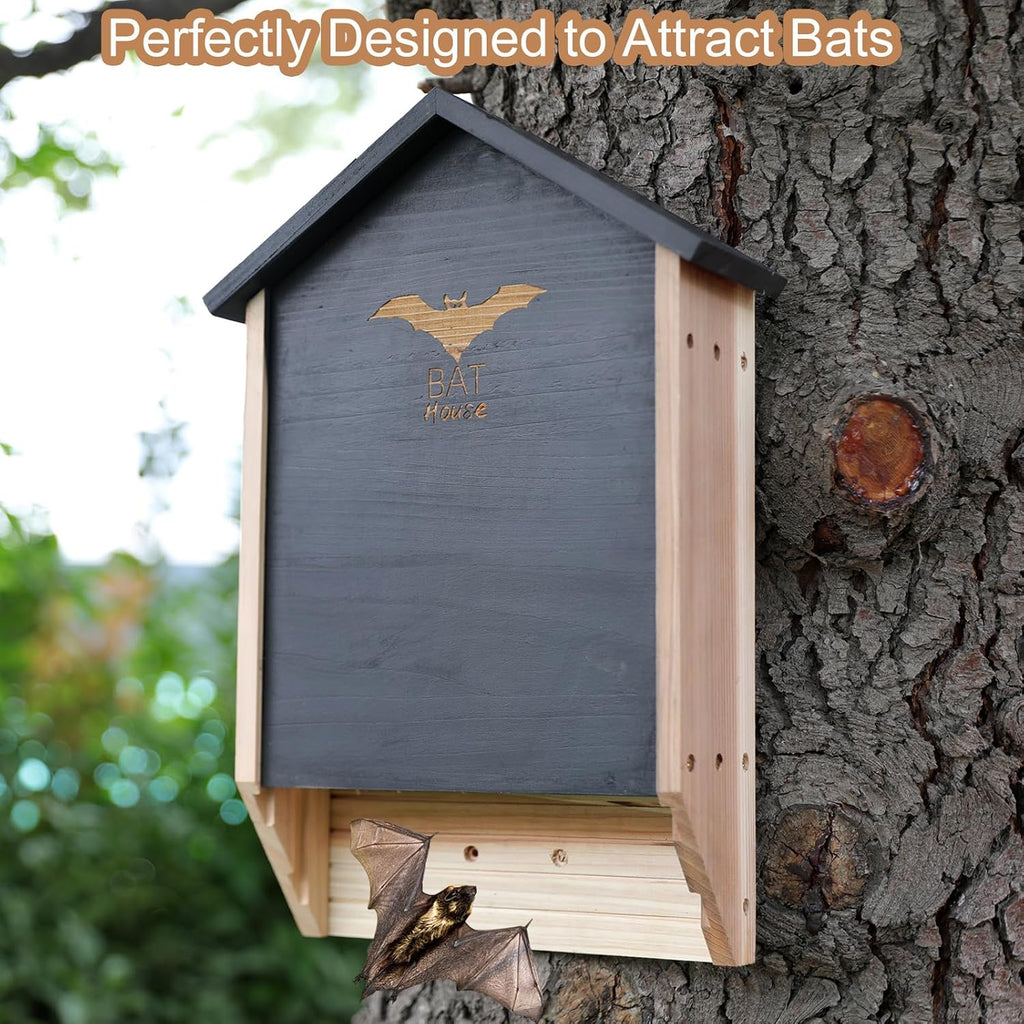 Bat House Big Bat Box for Outdoors,15.8" Weatherproof Wooden Bat Shelter
