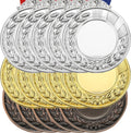 Blank Award Medals Gold Silver Bronze Award Medal Neck Ribbon 15Pcs | Make Your Kit, Winner Prize for Sports Games