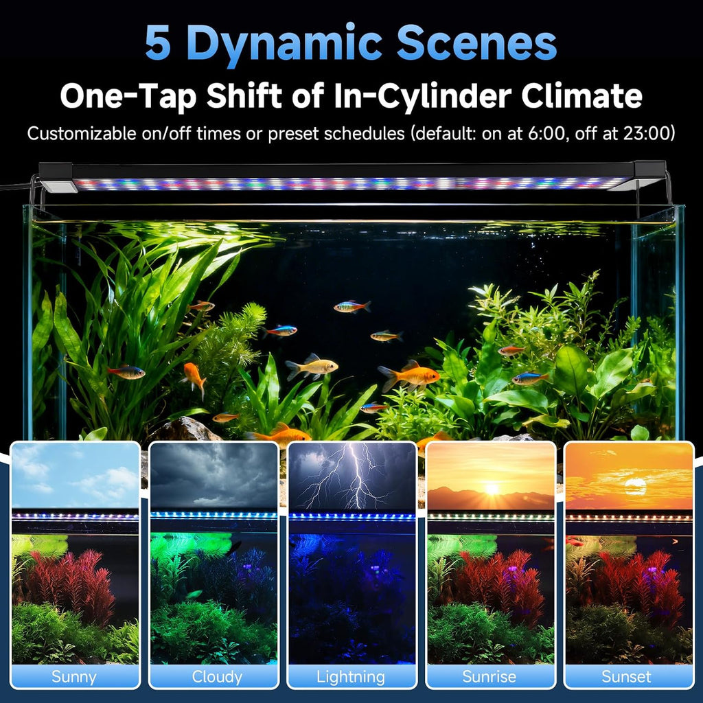 24/7 Led Aquarium Light with Auto Time Sync, 12-18 Inch