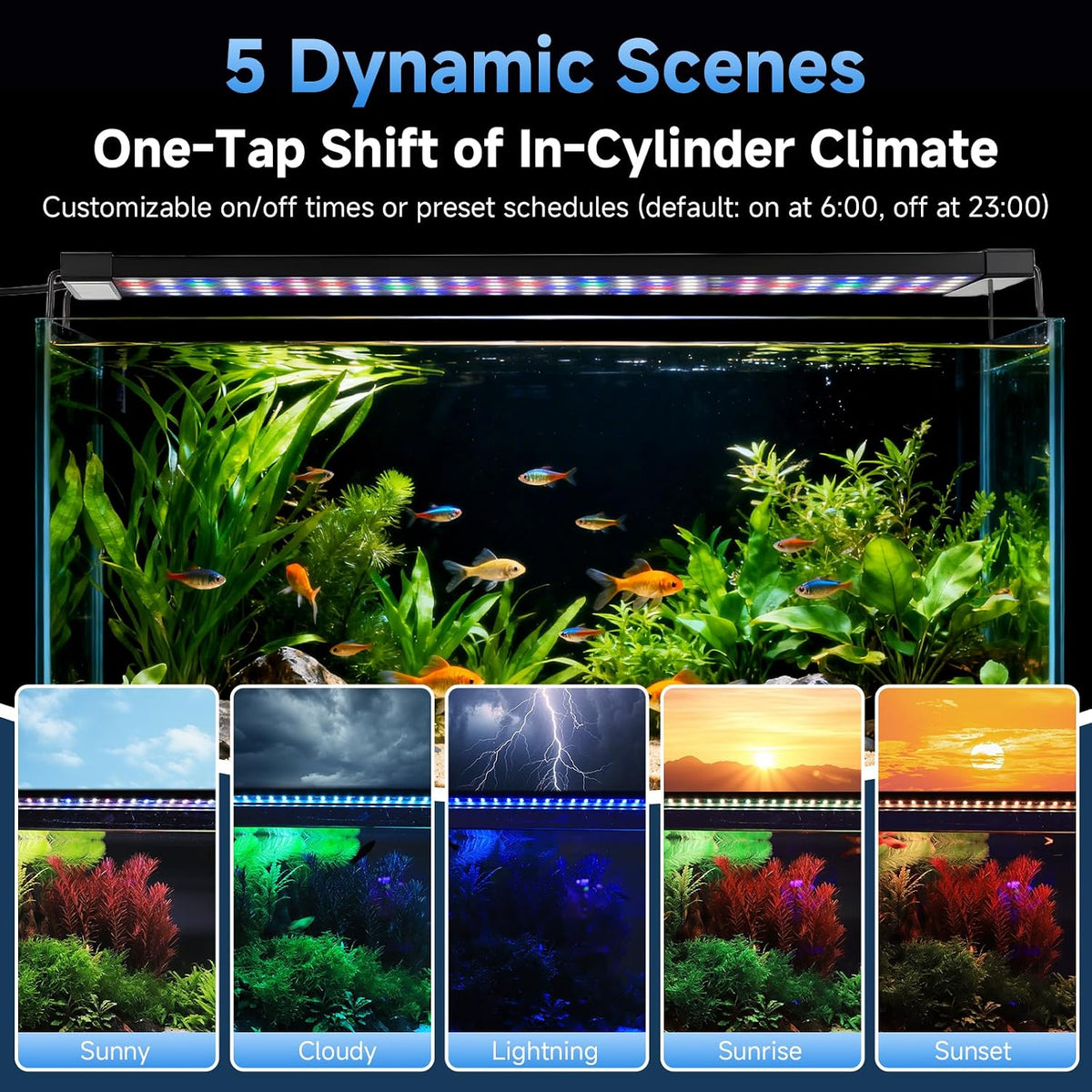 24/7 Led Aquarium Light with Auto Time Sync, 12-18 Inch