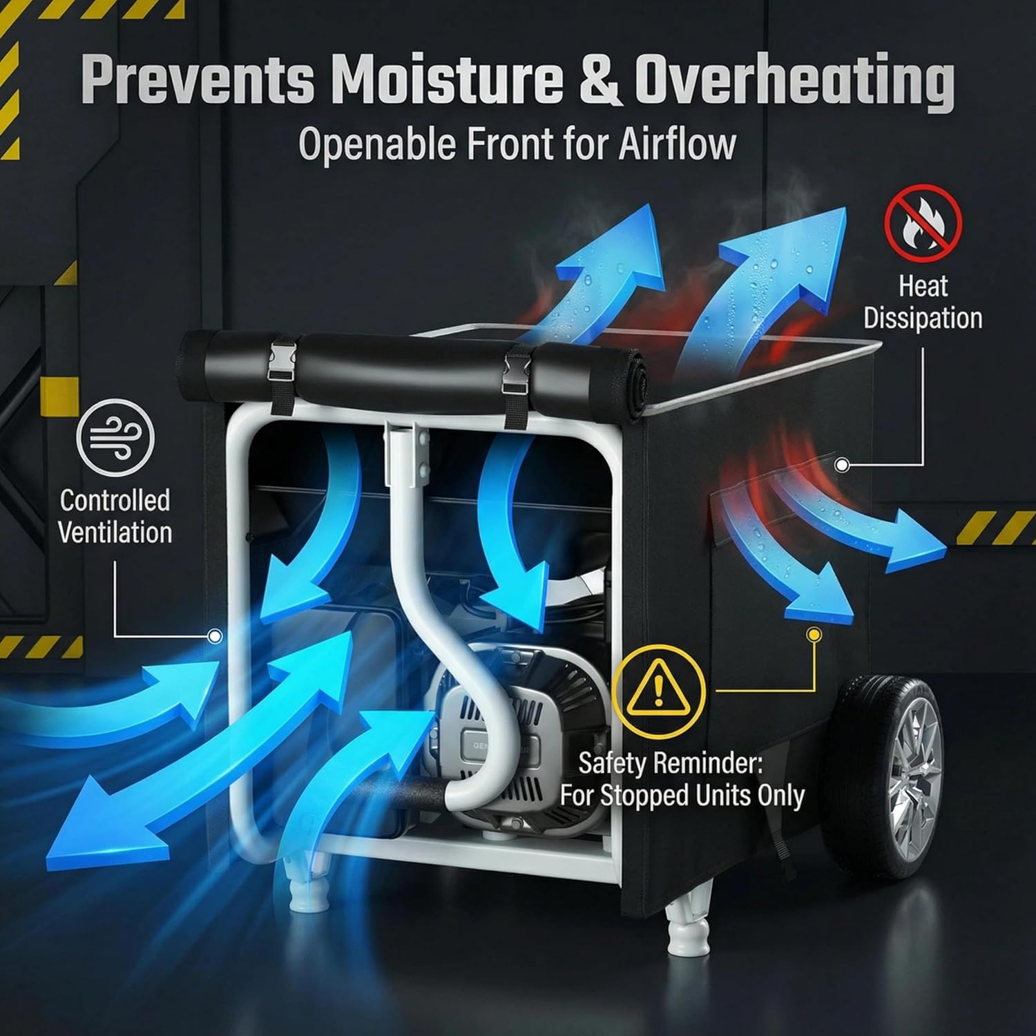 [New Upgraded] 900D Heavy Duty Waterproof Generator Cover, Generator Cover for Outside, 32"L x 24"W x 24"H Cover