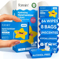 Hand Sanitizer Wipes 8 Pack (8 Count) - Fragrance Free Hand Sanitizer Travel Size - pH Balanced, Biodegradable On The