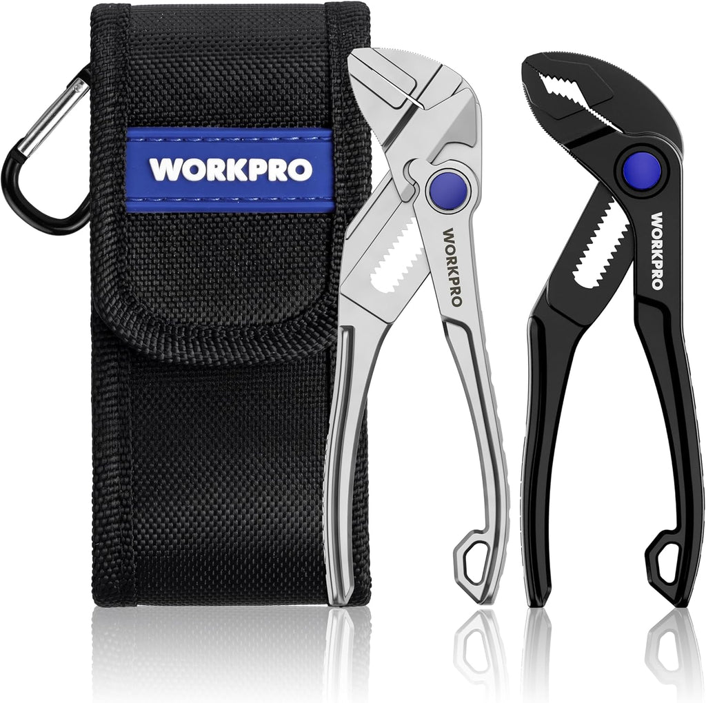 2-Piece Mini Pliers Set with Pouch, 4-Inch Water Pump Pliers & Pliers Wrench, High-Toughness Alloy Steel Mini Groove