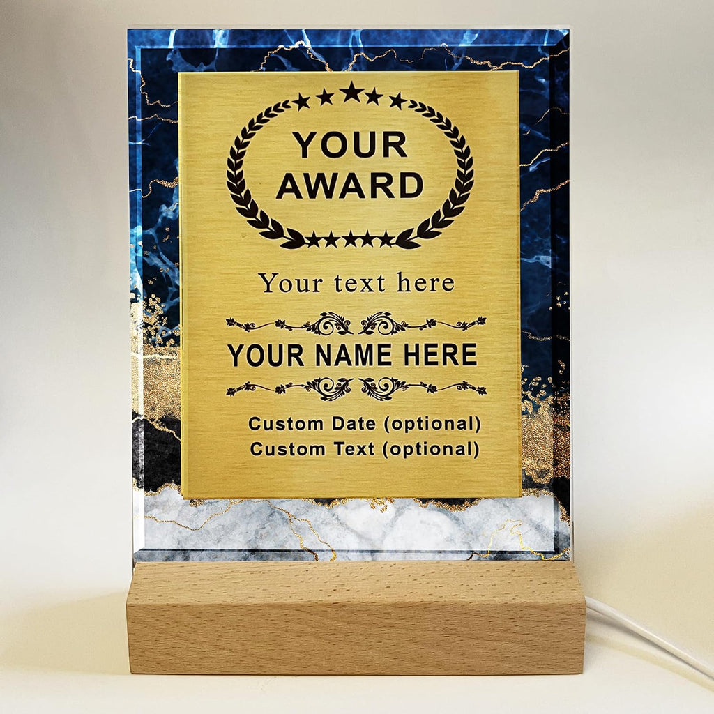 Personalized Trophy Award，Customizable Award Plaque，Custom Award Plaque ，6 types of marble backgrounds, 5 shapes