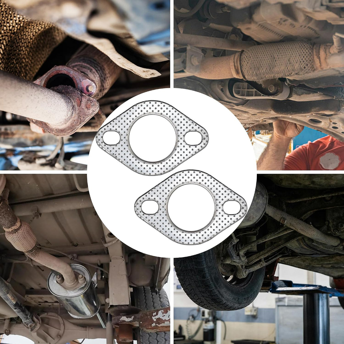 2 Inch Exhaust Gasket 2 Bolt Flange 51mm Graphite w/Fire Ring 2 Pcs