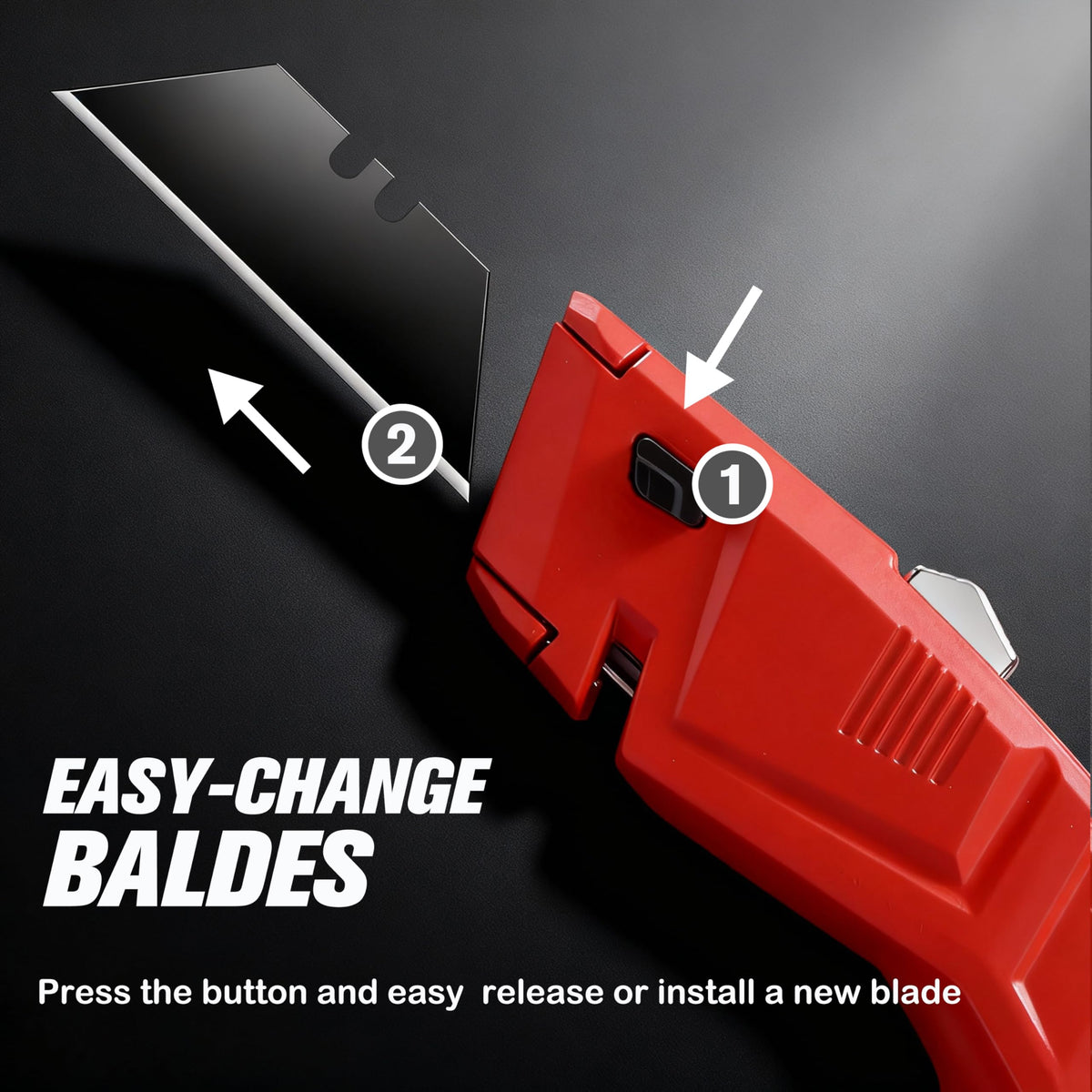 12-Pack Box Cutter, Retractable Utility Knife, Blackened SK2 Blades
