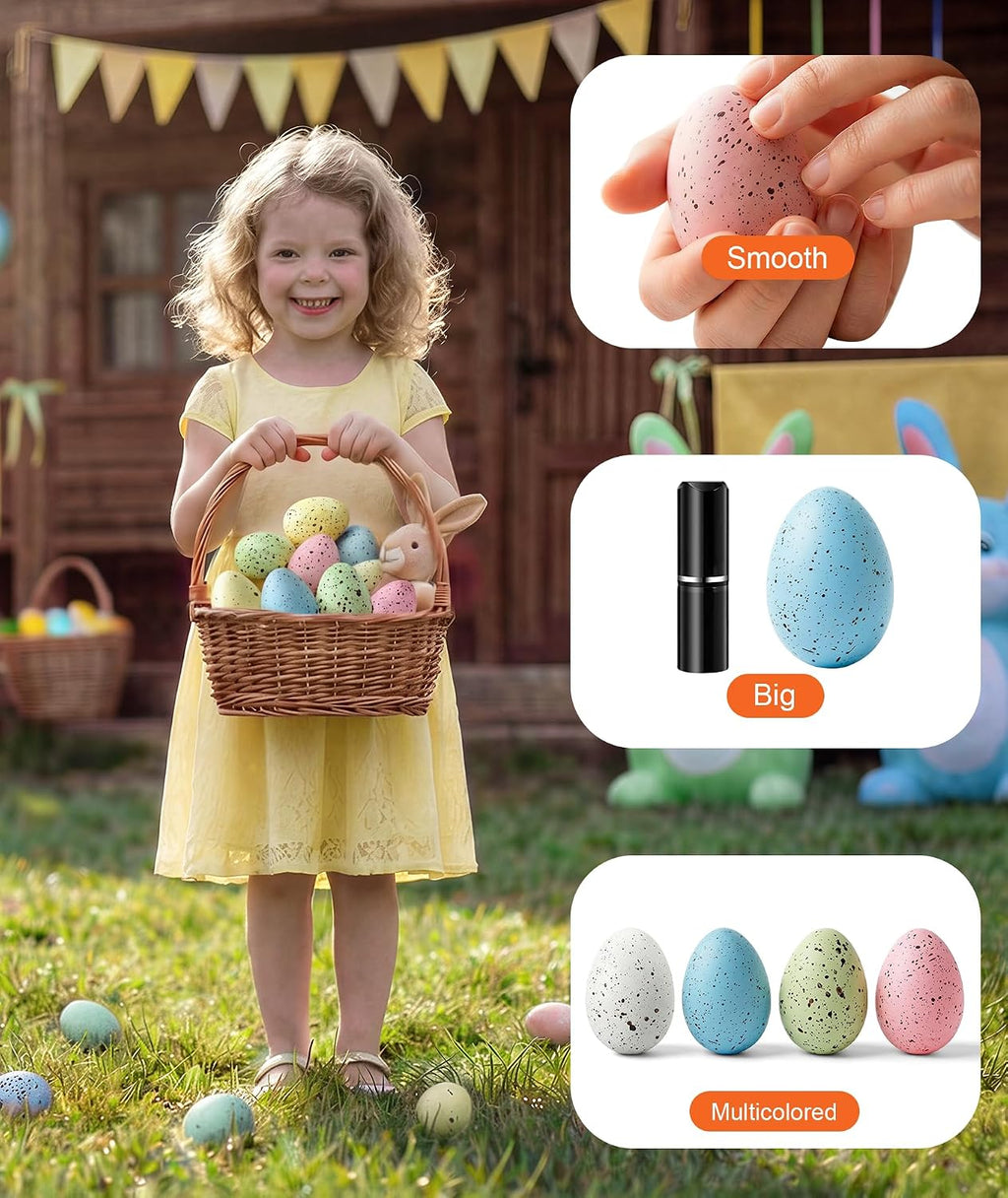 Easter Speckled Eggs Decorations - Bulk Plastic Easter Eggs for Spring Decor Displays, 2.4In Realistic Speckled Eggs