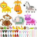 Cross Embroidery Kit for Kids Beginner 12 Jungle Animals Felt Keyrings Needlepoint Embroidery Starter Set with Jumbo