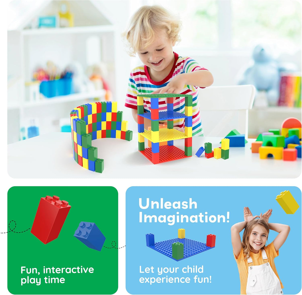 Building Blocks Classic Brick 28PC Stackable Platform Foundation Base Plate Multi Color Set for Build Block Bricks