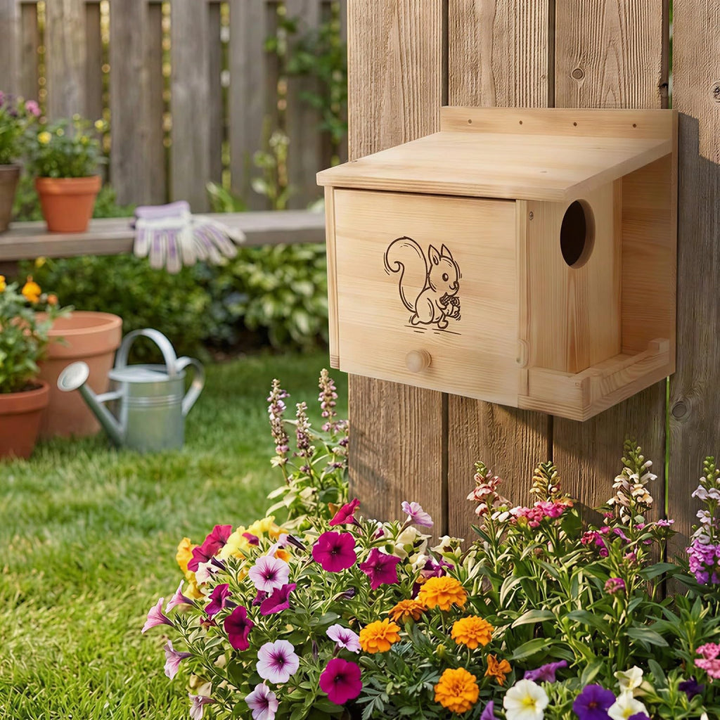 Extra Large Squirrel Houses for Outside 15.7" Outdoor Nest Box with Feeder