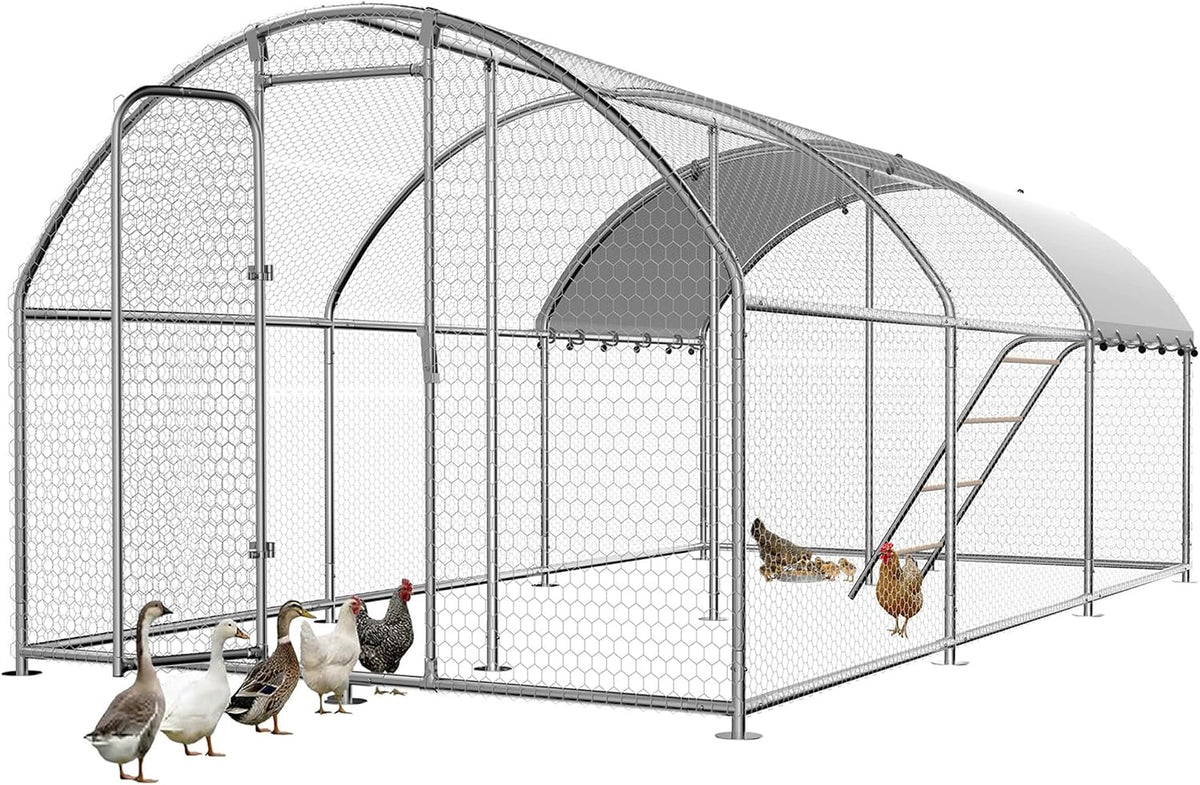 23.2x9.8 FT Extra Large Metal Chicken Coop, Walk-in Poultry Run Pen