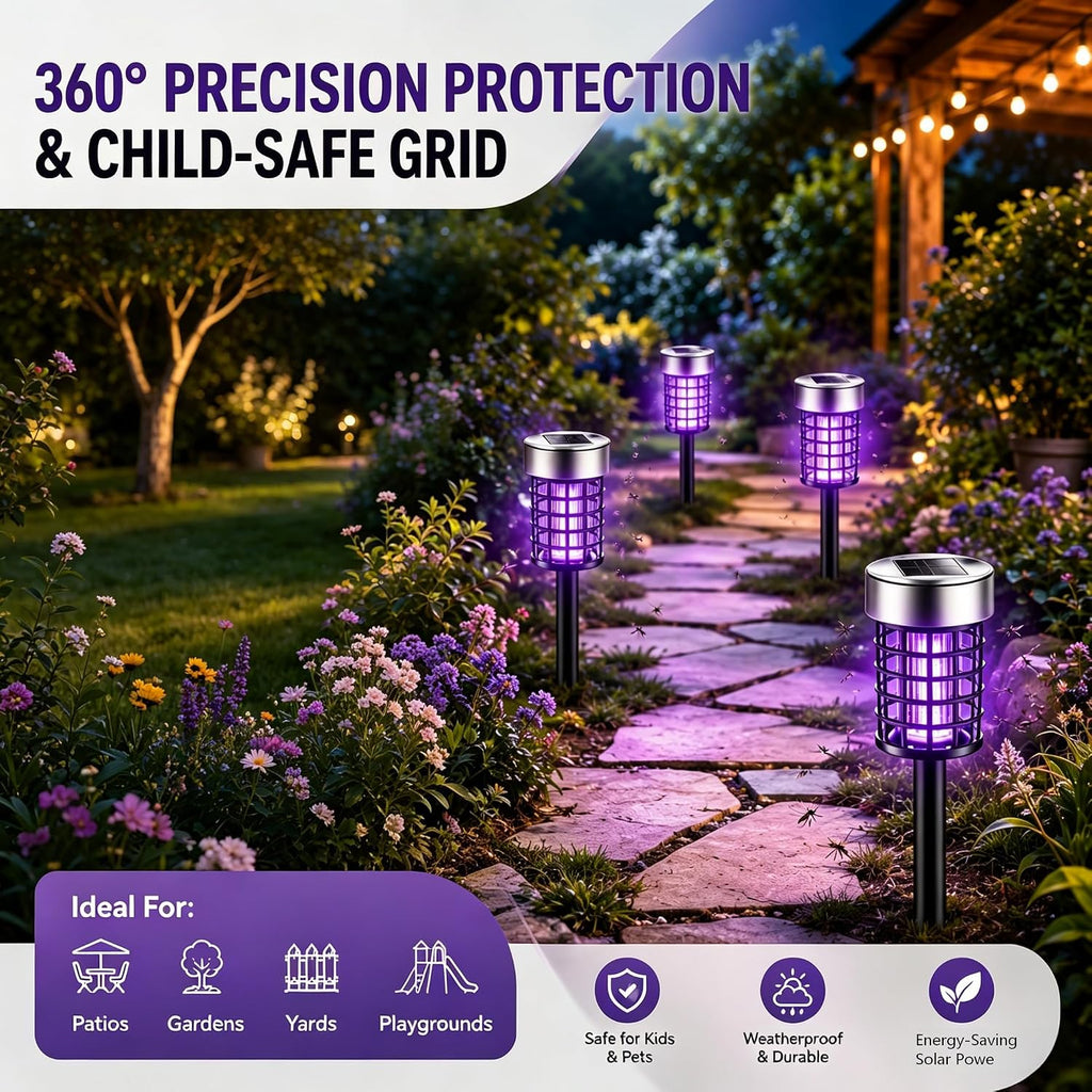 2026 Bug Zapper Solar Mosquito Zapper Outdoor 4PCS | Mosquito Repellent Outdoor,Mosquito Trap Used to Keep Gnat Small