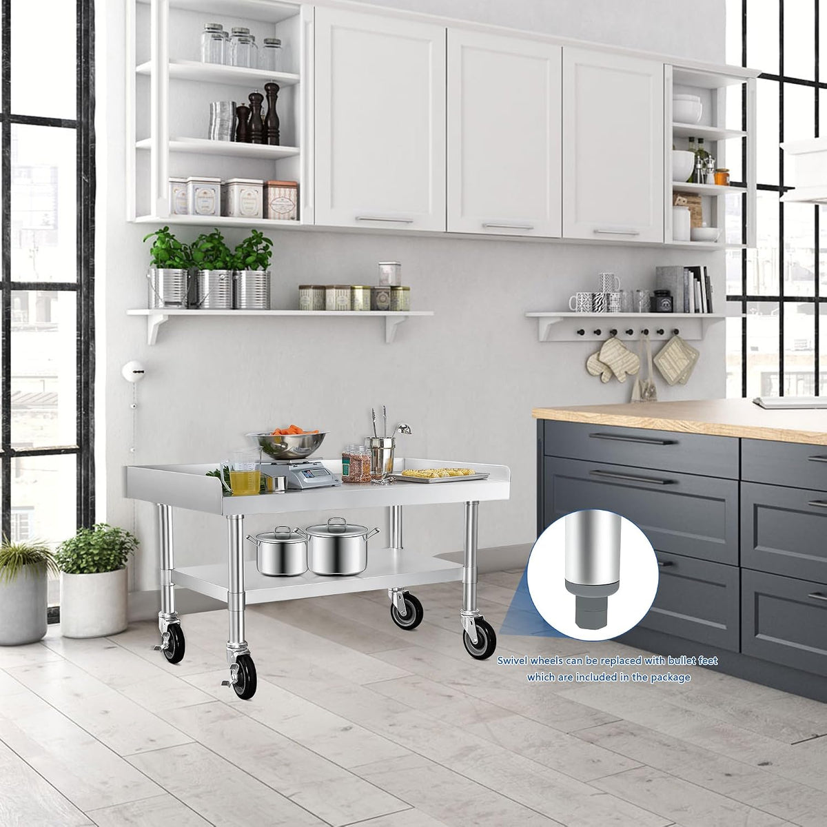 HARDURA Stainless Steel Equipment Stand with Casters 30"X36"