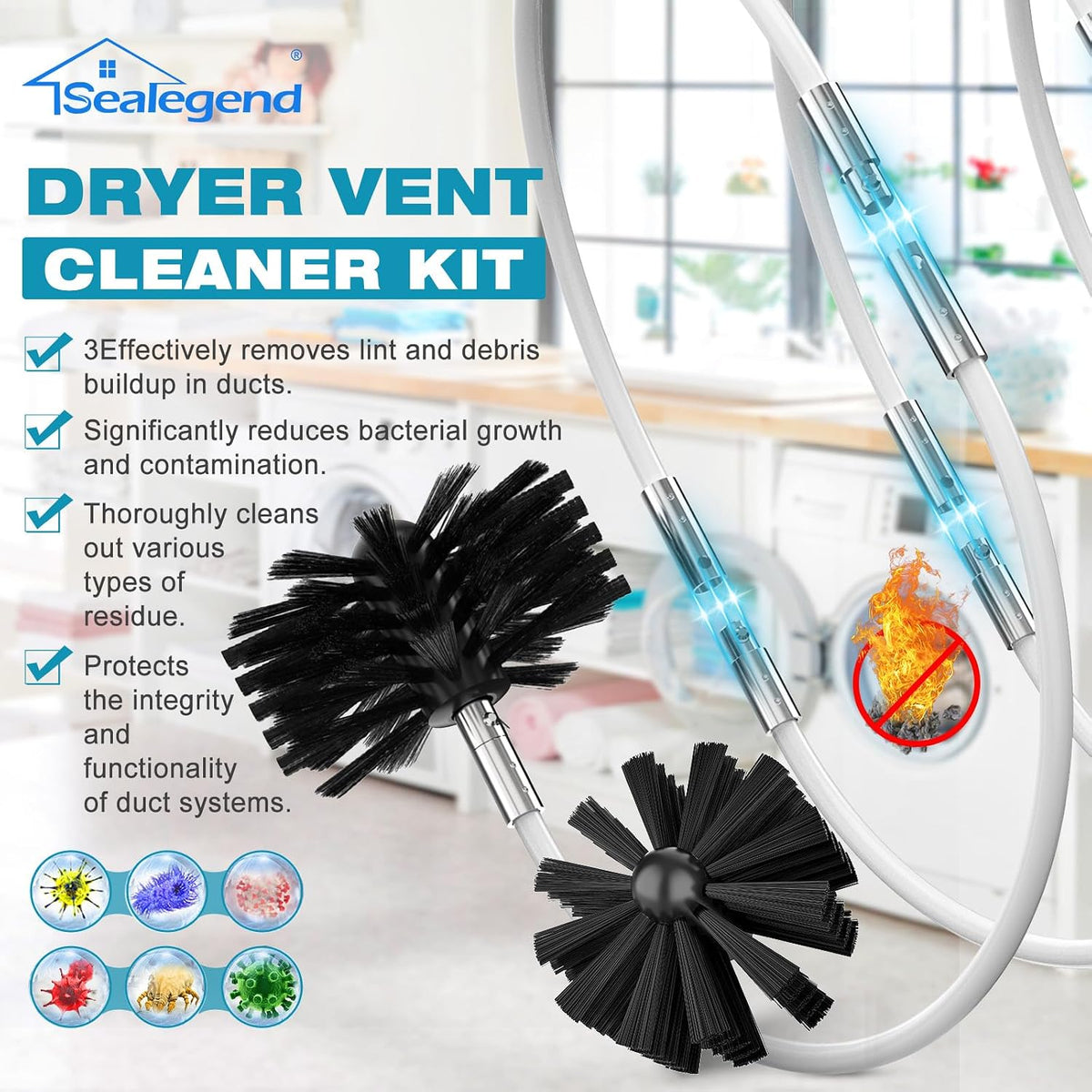 30Ft Dryer Vent Cleaner Kit, Flexible Lint Remover