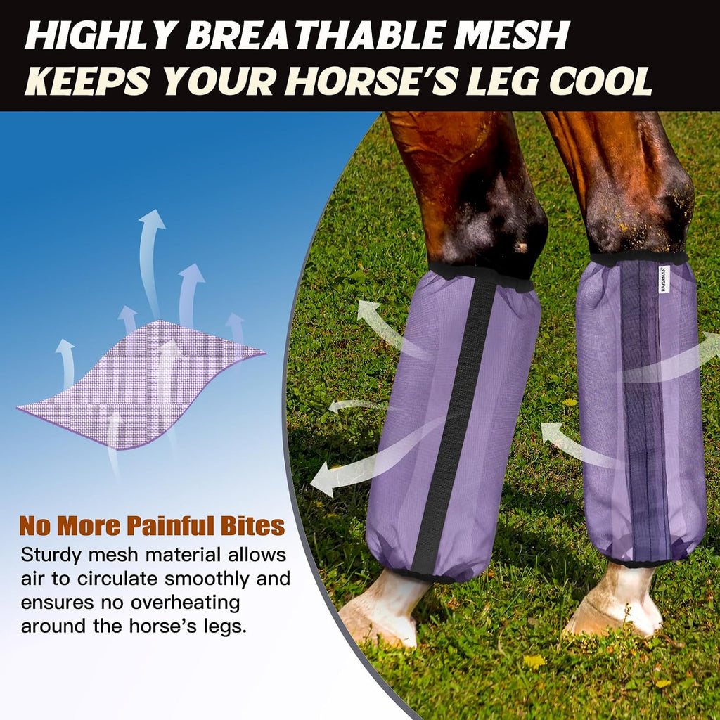 Fly Boots for Horses, Non-Slip Breathable Horse Fly Boots,Extra Tough Mesh Horse Fly Leggings Prevents Flies and