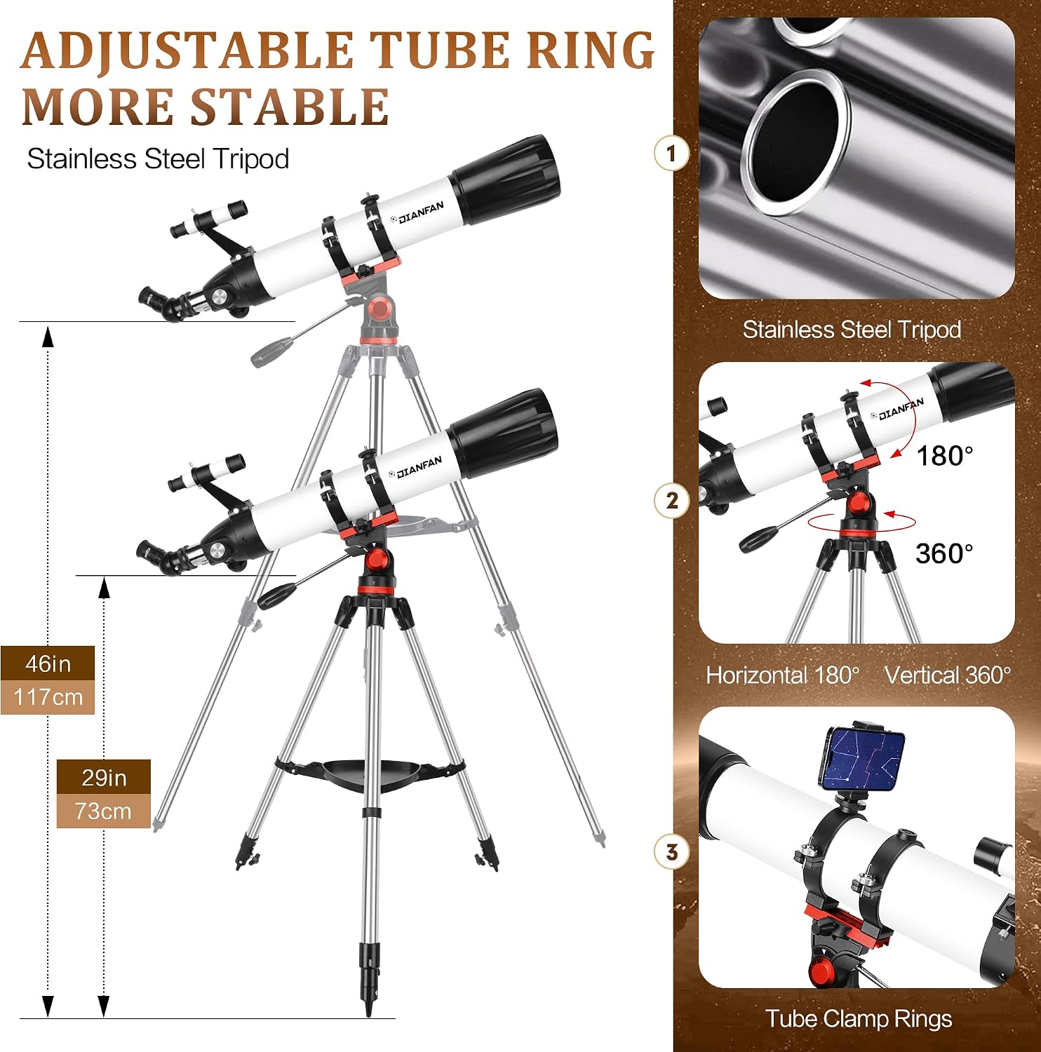 Telescope for Adults High Powered, 90mm 800mm Astronomy Refractor | Portable Professional Telescope for Adults &