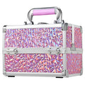 Makeup Case Organizer Cosmetic Box Storage Portable Makeup Train Case with Mirror 2 Trays Travel Vanity Box for