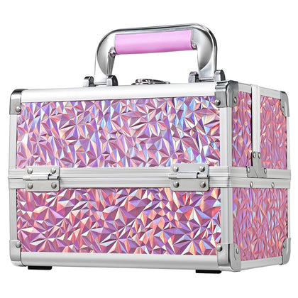 Makeup Case Organizer Cosmetic Box Storage Portable Makeup Train Case with Mirror 2 Trays Travel Vanity Box for