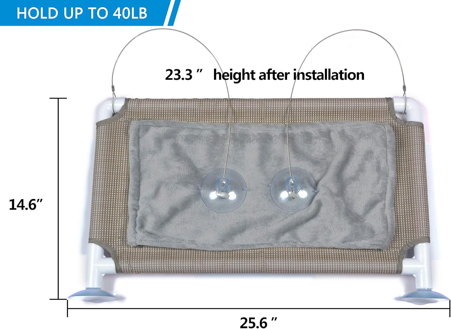Cat Window Hammock – Mess-Free Waterproof Cats Window Perch for Large Cats, Strong Suction Cup Hammock with Flannel