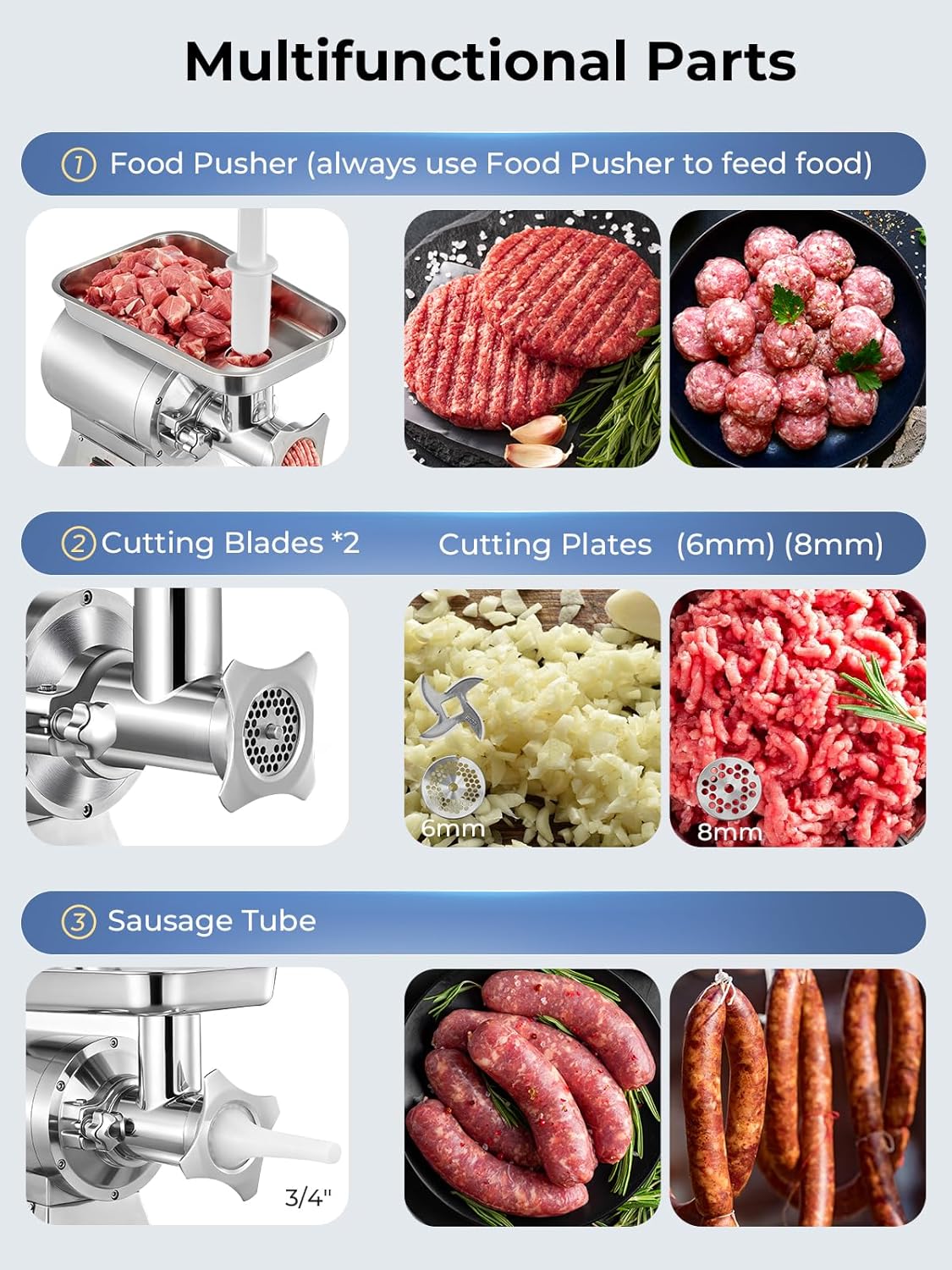 Commercial Meat Grinder, 1100W Electric Meat Grinder Heavy Duty