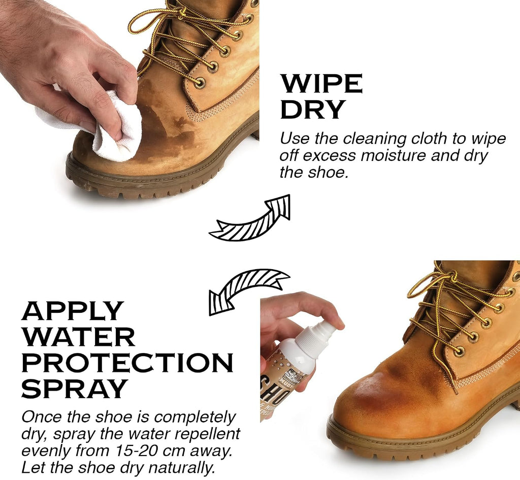 Suede Shoe Cleaner Nubuck Shoe Cleaner and Water Repellent with 4-Side Suede Brush, Microfiber Cloth