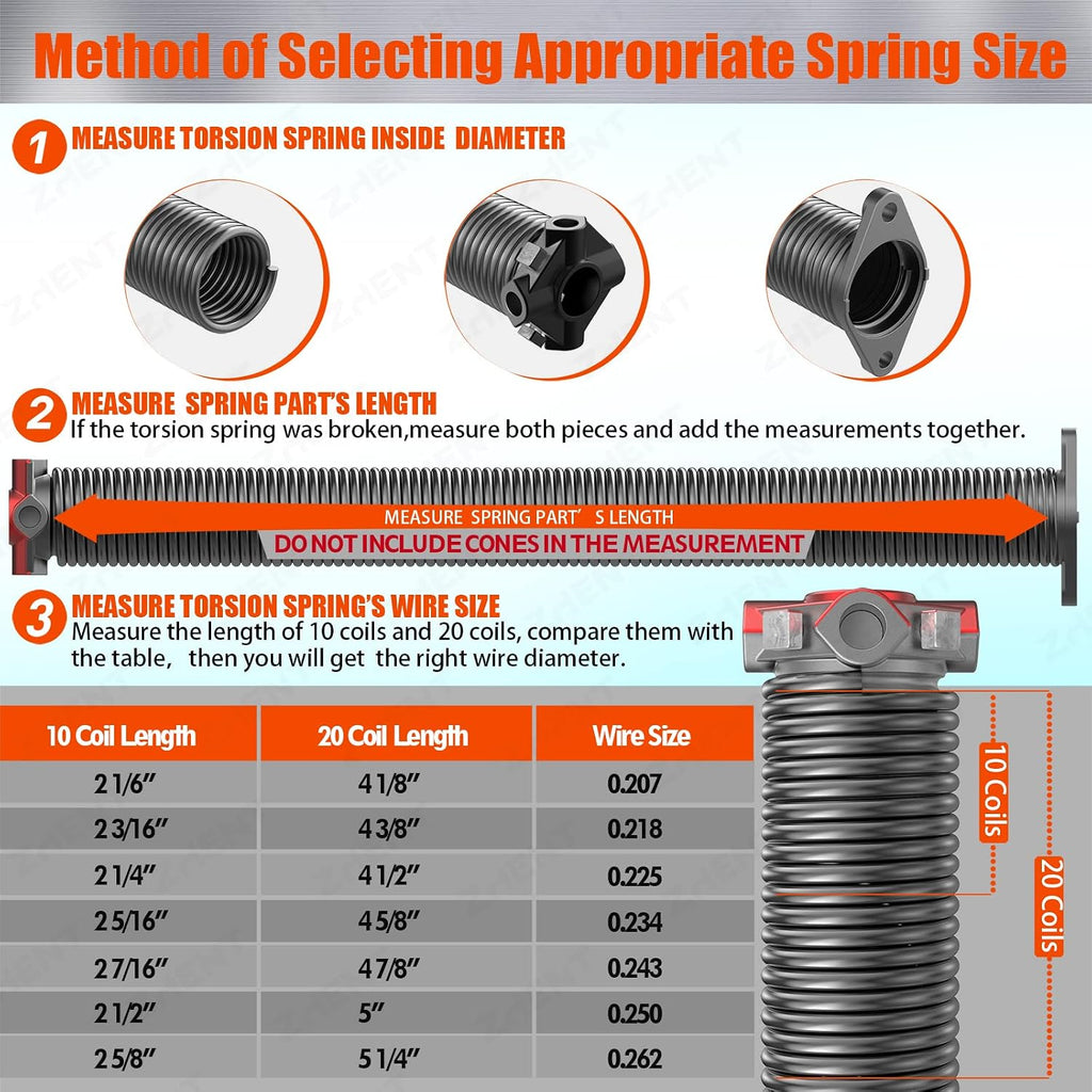 Garage Door Torsion Springs 1.75" Pair, 0.207X1.75"X26",Replacement Kit