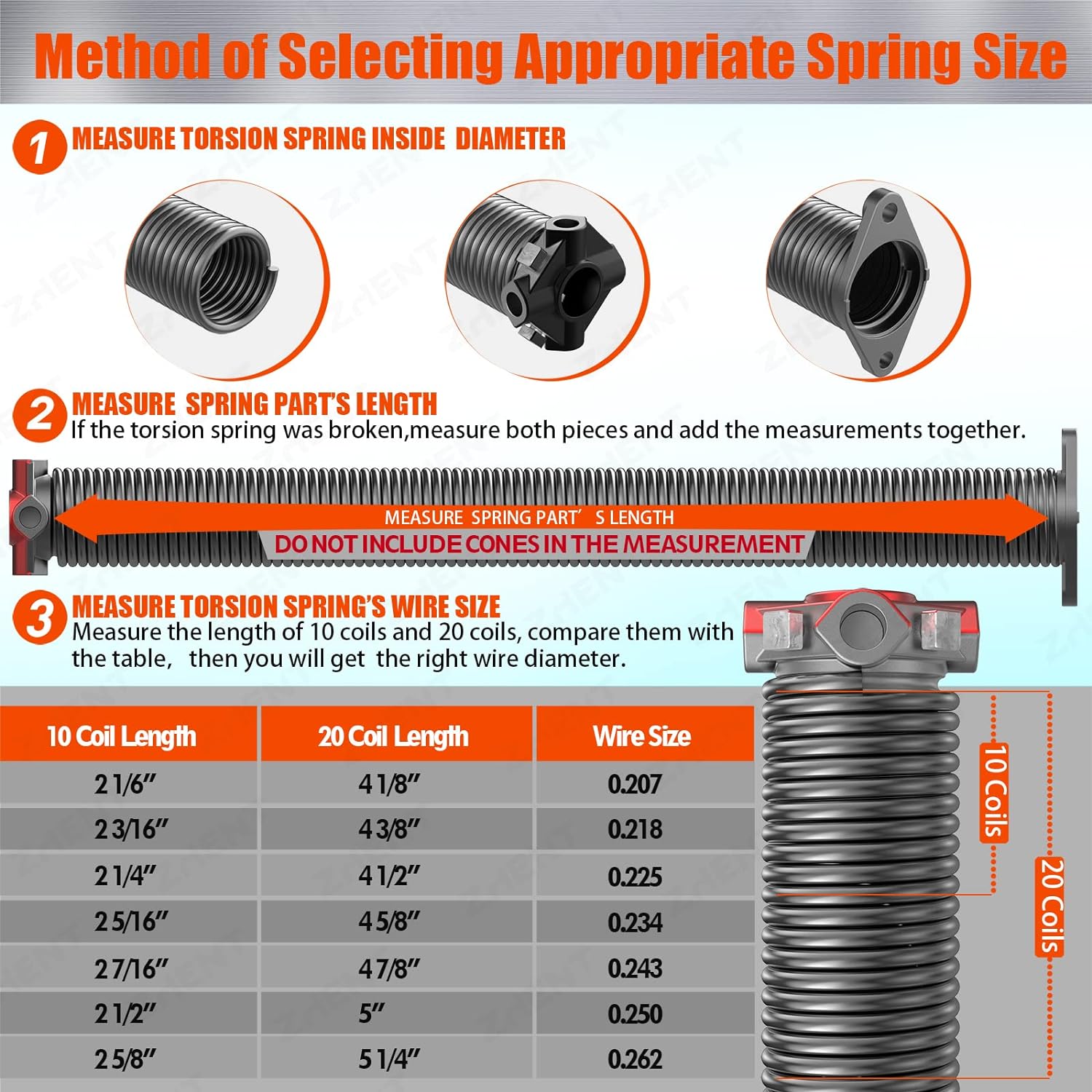 Garage Door Torsion Springs 2" Pair, 0.207X2"X22",Replacement Kit