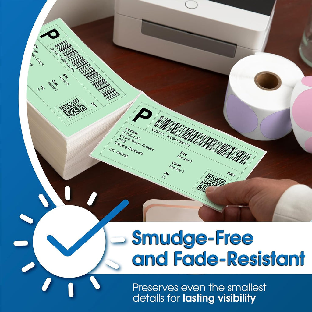 4" X 6" Blue Direct Thermal Fanfold Labels (500 Count, 1 Stack) - Printable | Postage Shipping Labels, Package