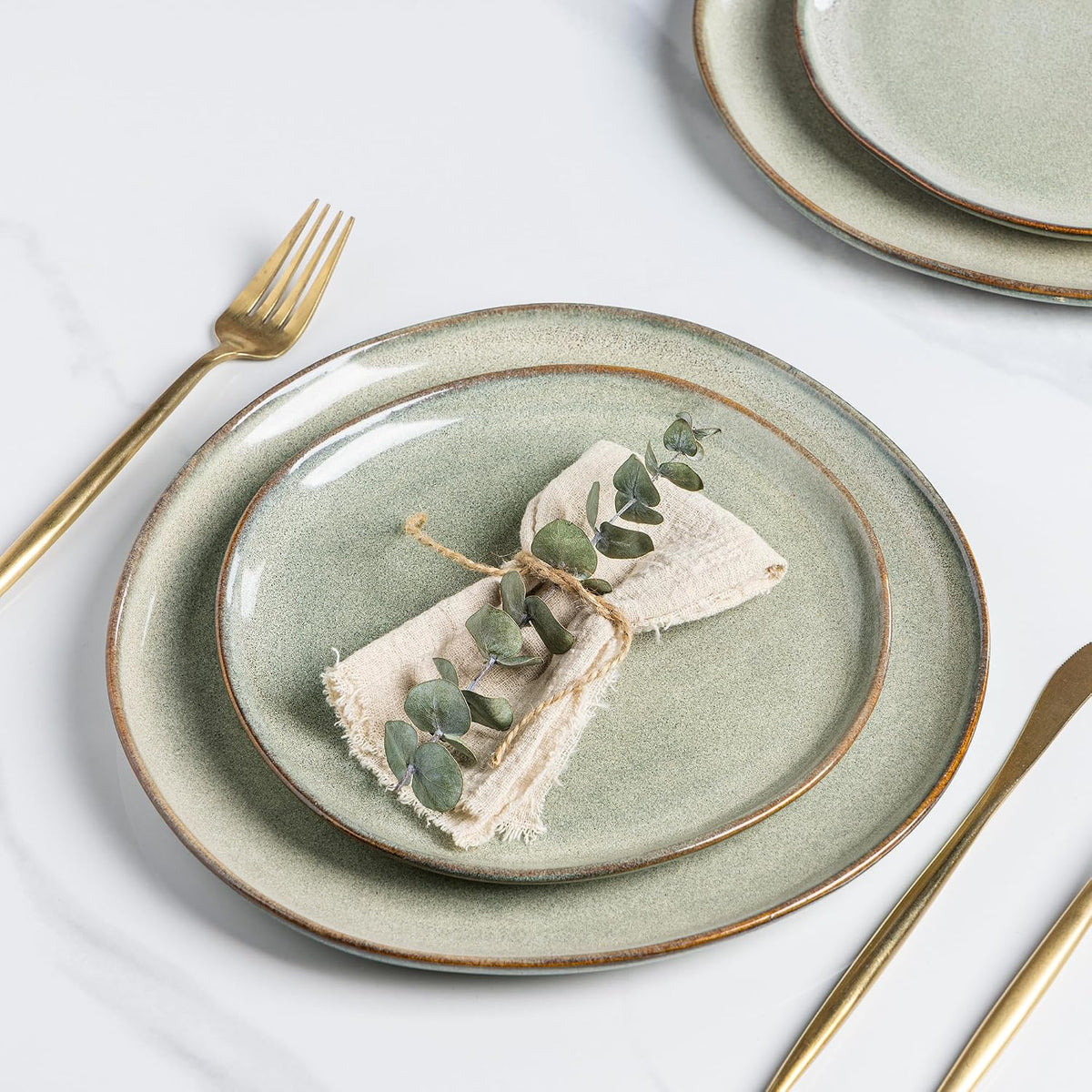 Ceramic Plates Set of 6,8.5 Inch Stoneware Small Dinner Plates Set