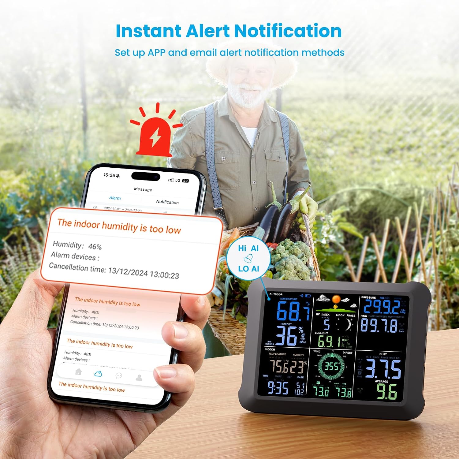 5G/2.4G WiFi Weather Station with 24/7 AI Weather Forecast, Weather Stations Wireless Indoor Outdoor, UV, Rain Gauge