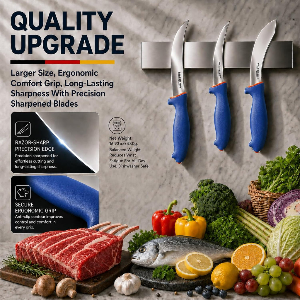 3-Piece Boning Butcher Knife Set 8inch, Stainless Steel