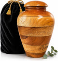 Handcrafted Mango Wood Urn for Human Ashes – Large Wooden Cremation Urn for Adult Men & Women – Natural Memorial Urn