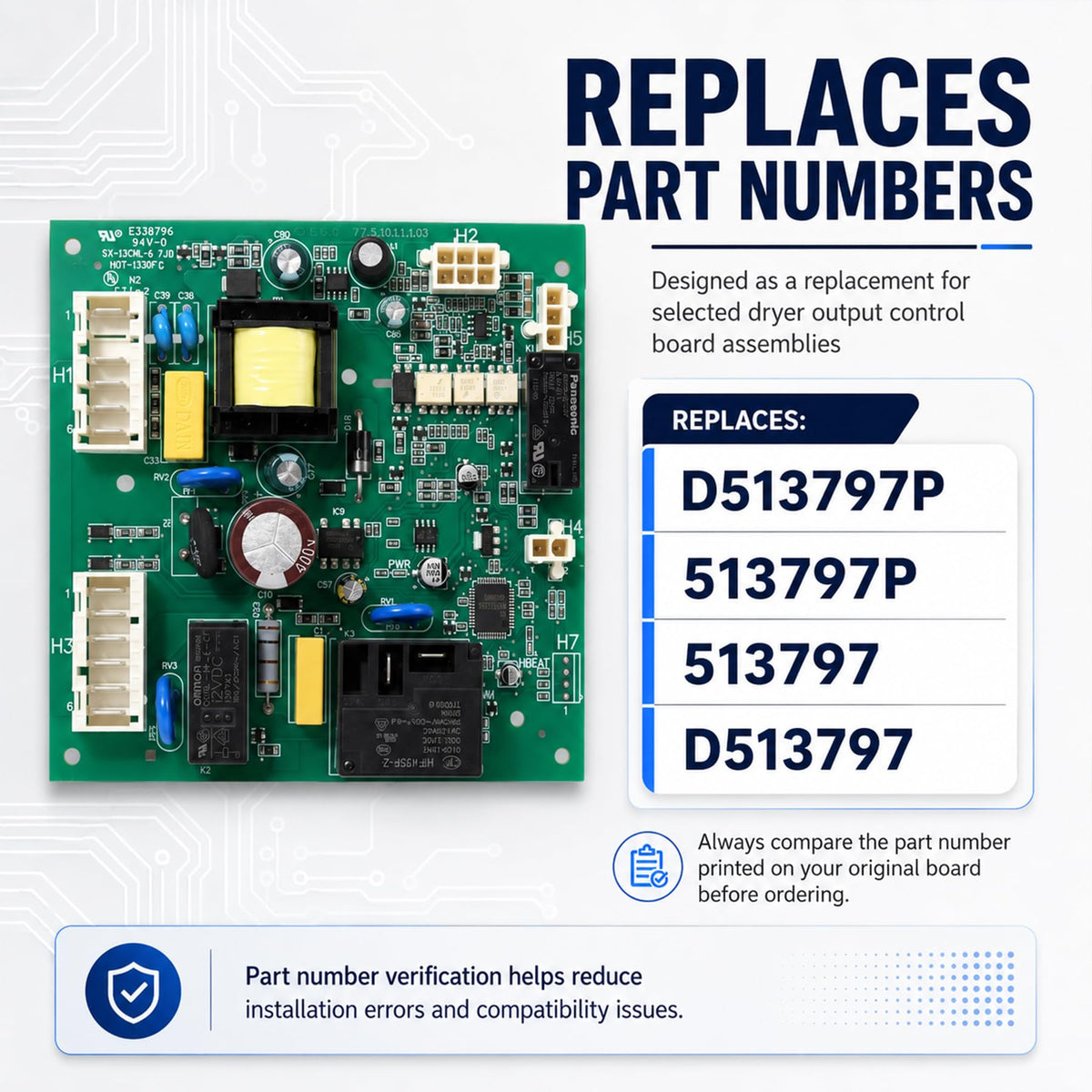 D513797P Dryer Output Control Board Replacement for Alliance Laundry
