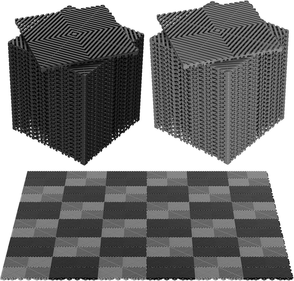 48Pcs Garage Floor Tiles Interlocking Mat Black/Gray Mashup