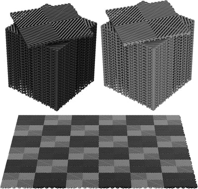 48Pcs Garage Floor Tiles Interlocking Mat Black/Gray Mashup