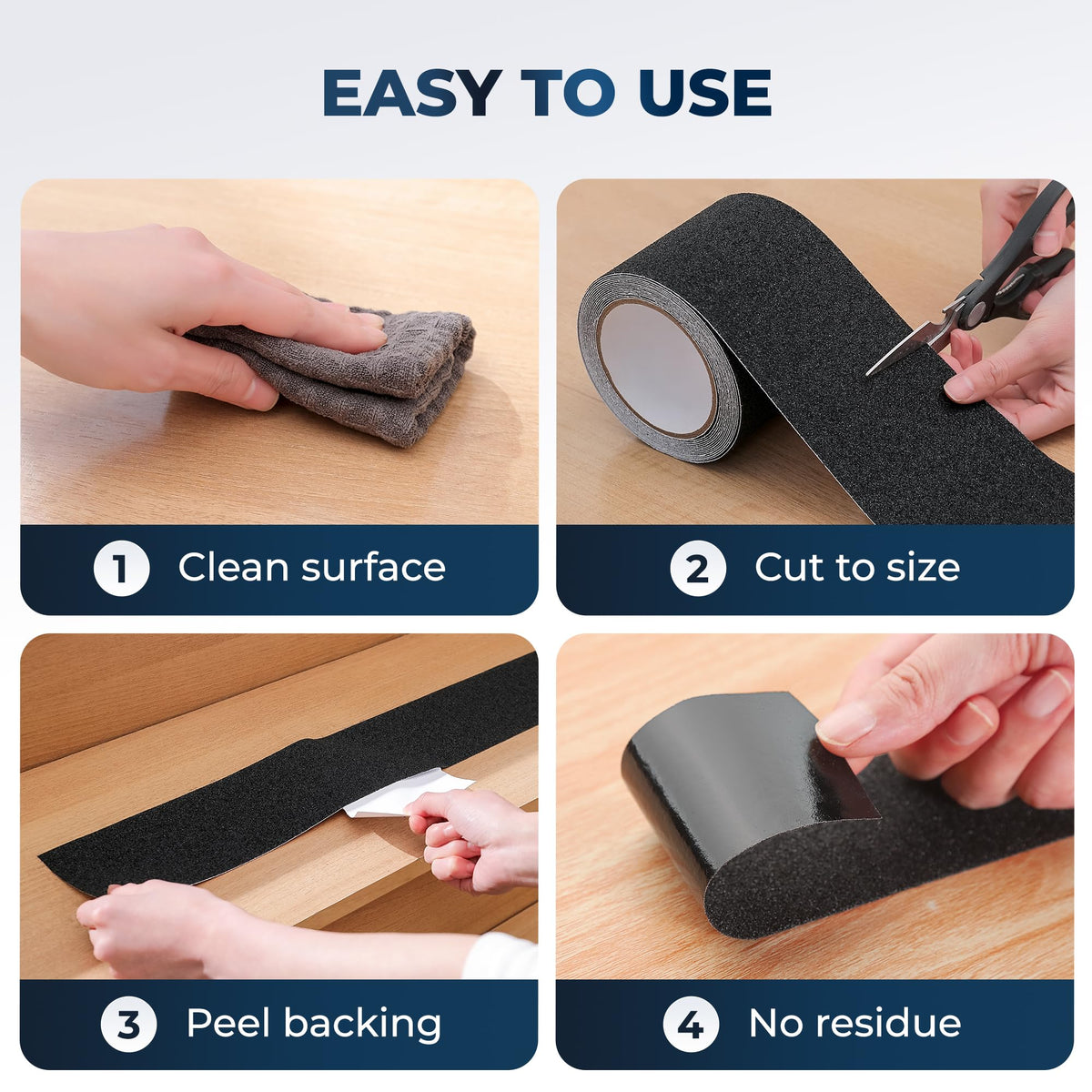 3PC 2" x16.5Ft Anti Slip Tape Grey/Clear/Coffee Grip