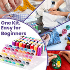 192PCS Sewing Thread Kit, 48 Colors, 96 Thread Spools, 48 Bobbins & Accessories,Polyester Set for Hand & Machine