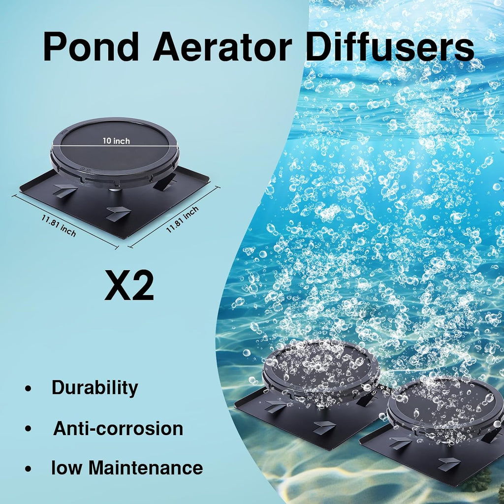 3/4 HP Pond Aerator Kit for Large Lakes up to 3 Acres, 5.76 CFM Aeration System with Upgraded Stainless Steel