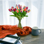 20 Stems Rainbow Artificial Tulip Flowers for Home Centerpieces