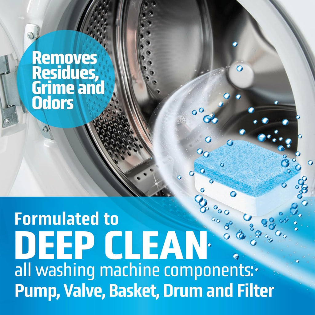 Washing Machine Cleaner Tablets 24 Pack - 1 Year Supply, Septic Safe Washing Machine Cleaning Tablets, Washer Cleaner