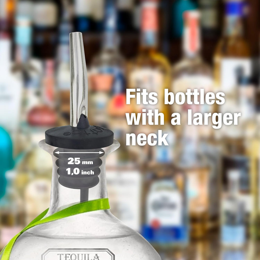 Oversized Cork Metal Liquor Pourers with Dust Caps, 6 Pack