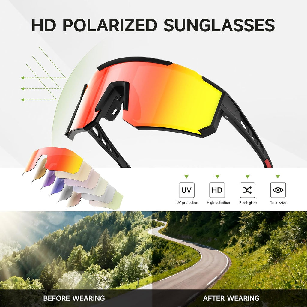 Polarized Sports Sunglasses Men Women for Running Baseball Cycling | 3 Pack Wrap Around Mens Womens Lightweight