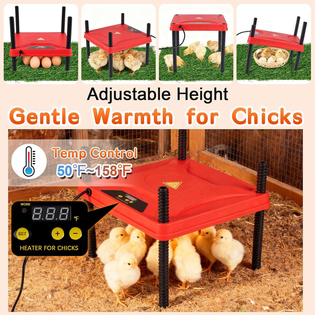 Brooder Box for Chicks Starter Kit, Dual Doors Chicken Brooder Playpen
