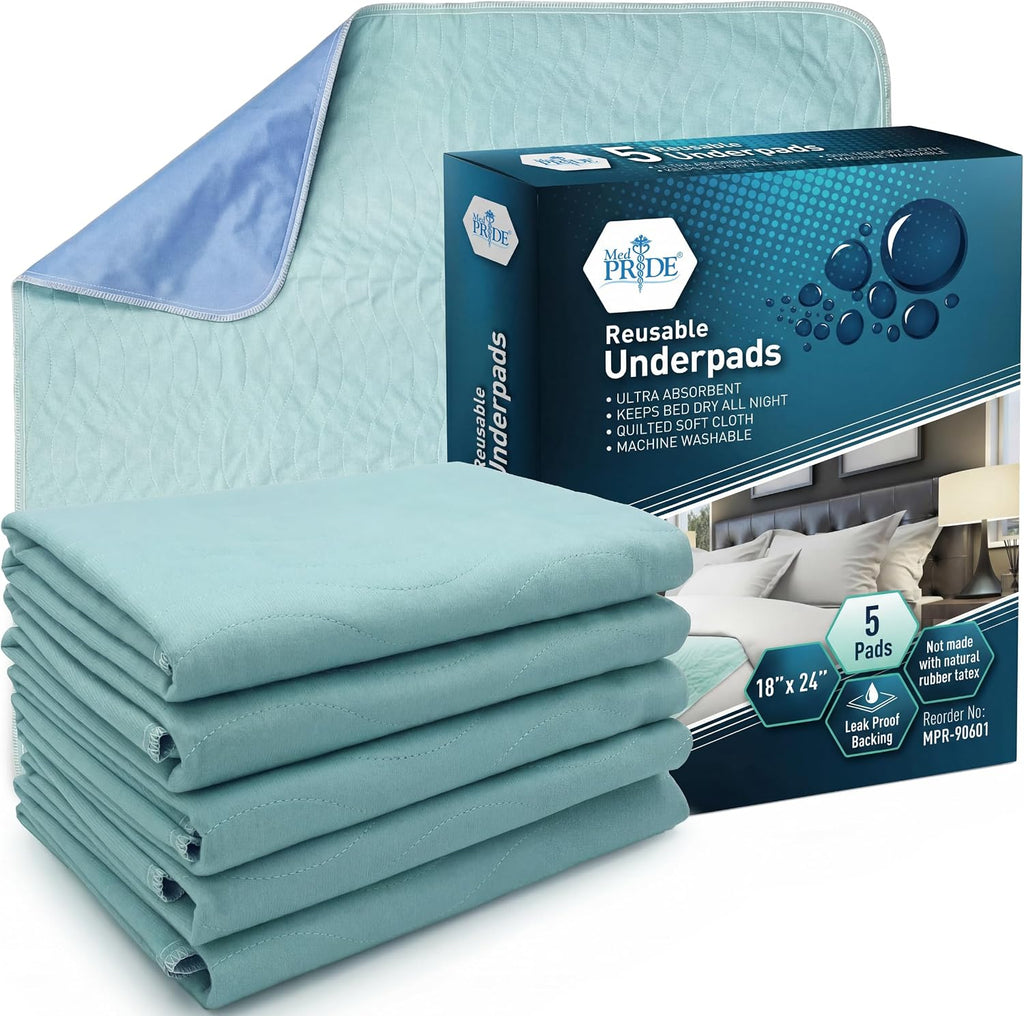 Reusable Washable Underpads 18x24 in,Waterproof,Absorbent,5-Pack