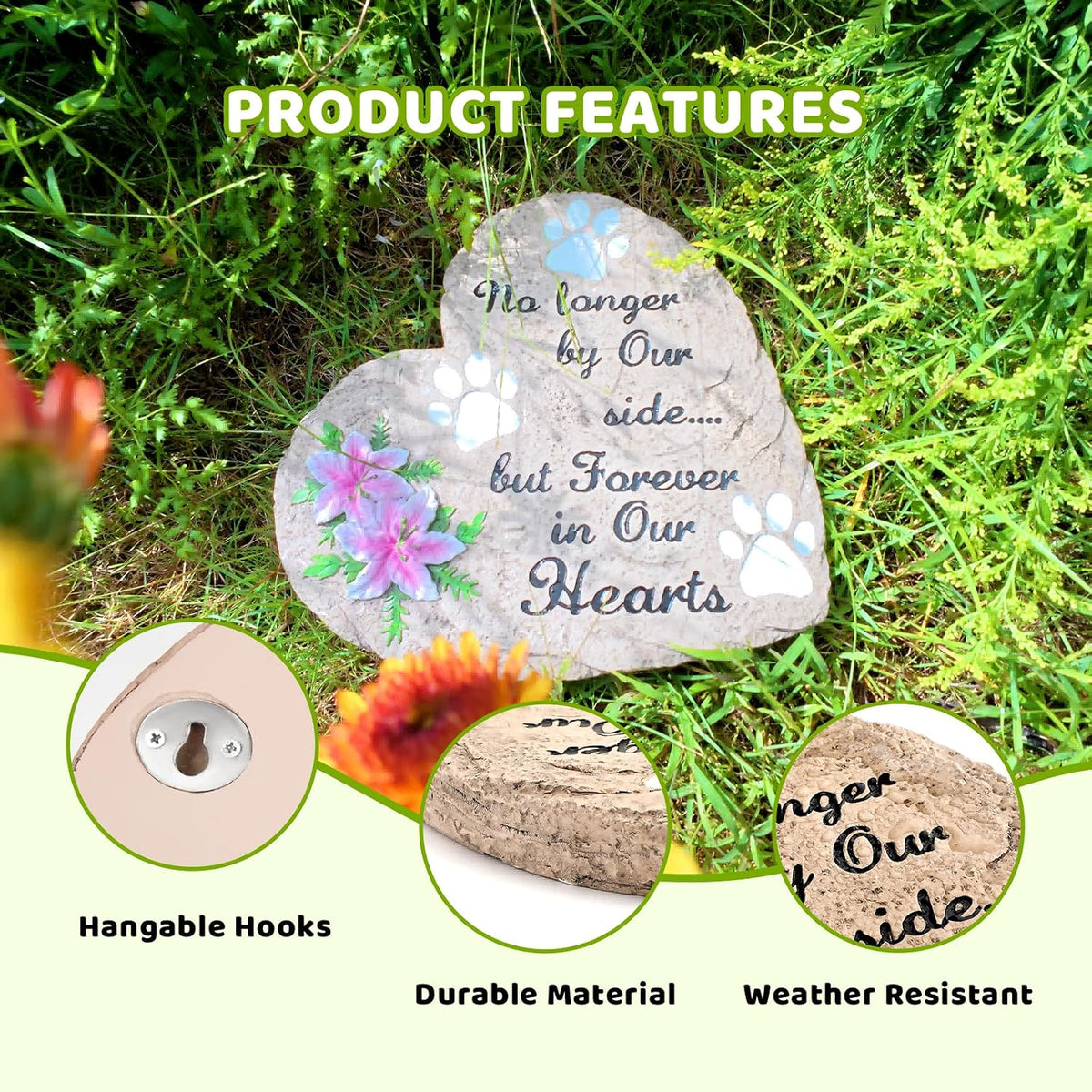 Dog Memorial Gifts for Loss of Dog Sympathy Gift, Heart Shaped Pet Memorial Gifts for Dogs, Pet Dog Memorial Stone
