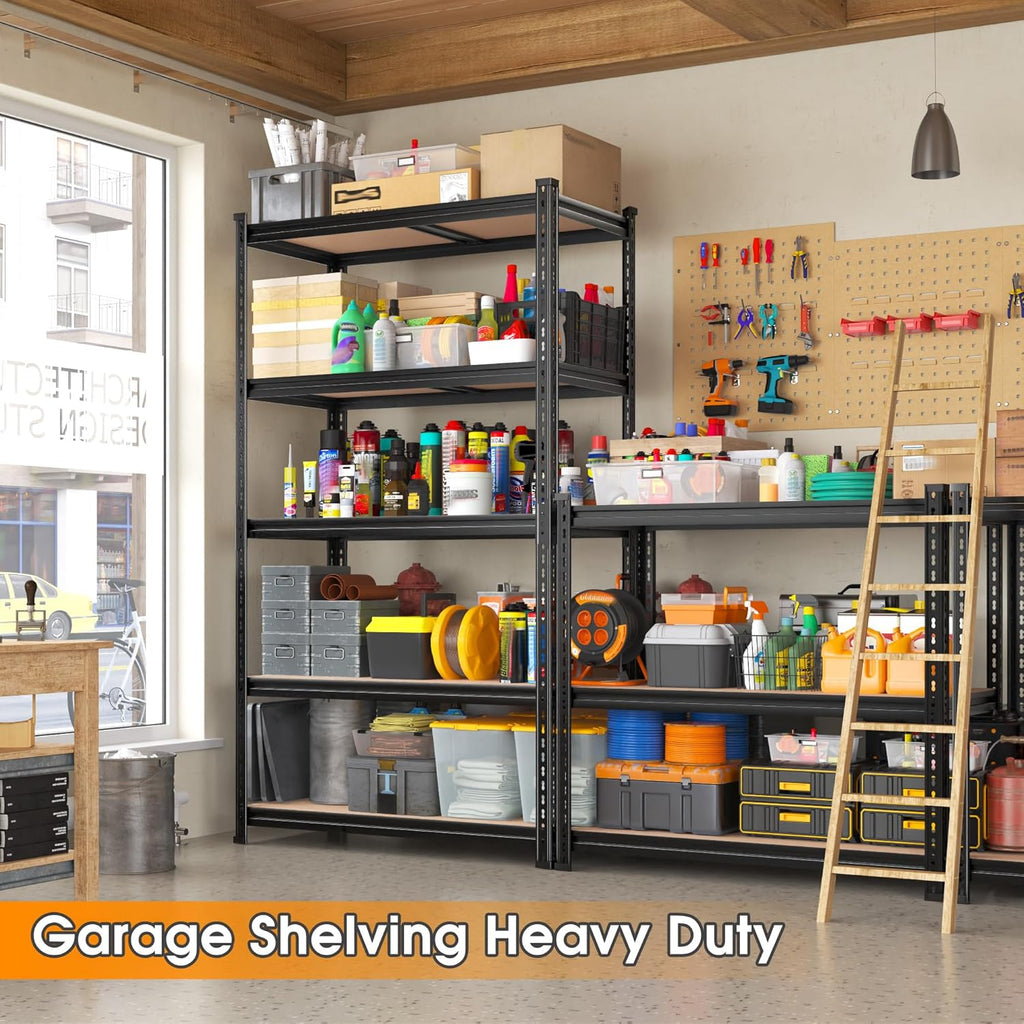 2400LBS Storage Shelves 5 Tier Garage Shelving Heavy Duty, Adjustable Metal Shelving Unit,Garage Shelves for