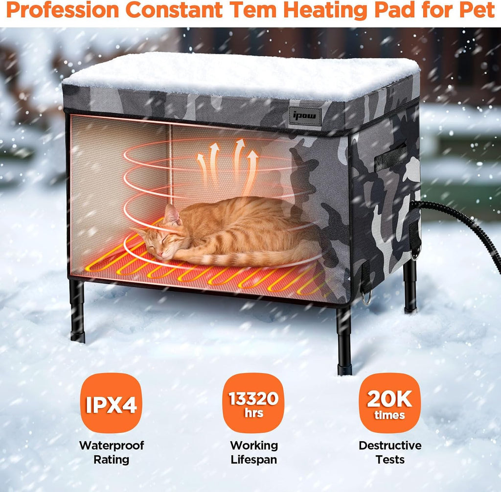 6 Layers Ultra Sturdy Cat Houses for Outdoor Cats, 100% Waterproof with 900D Oxford Fabric & Fully Insulated