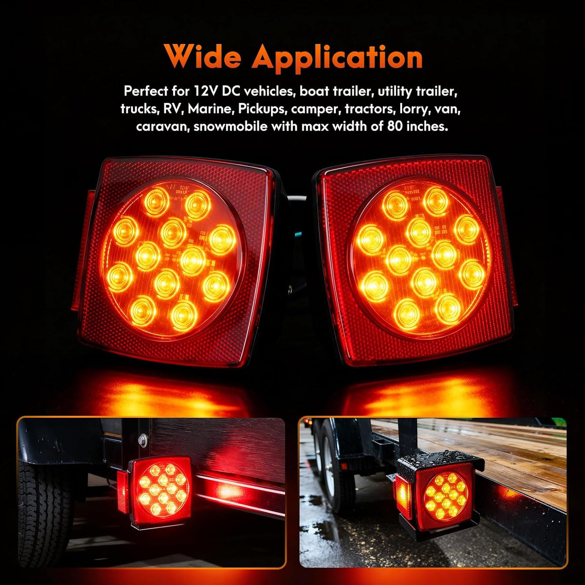 Trailer Light Kit Boat Trailer Lights Submersible LED with Wiring Harness
